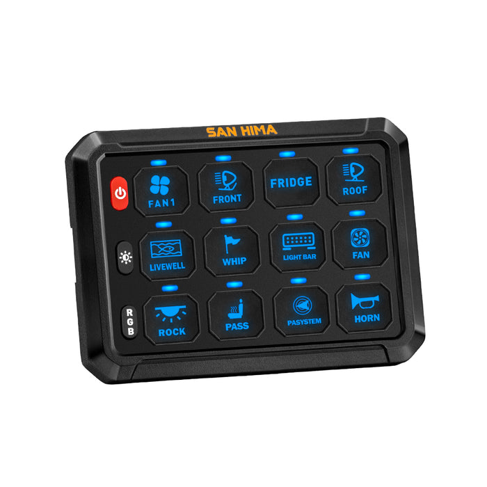 12 Gang Bluetooth Switch Panel 12V / 24V On-Off Led Control For Car Boat