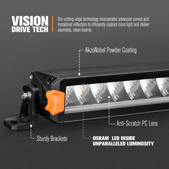 12" Vertex Series Led Light Bar Drl Combo Beam Driving Lamp Offroad 4X4