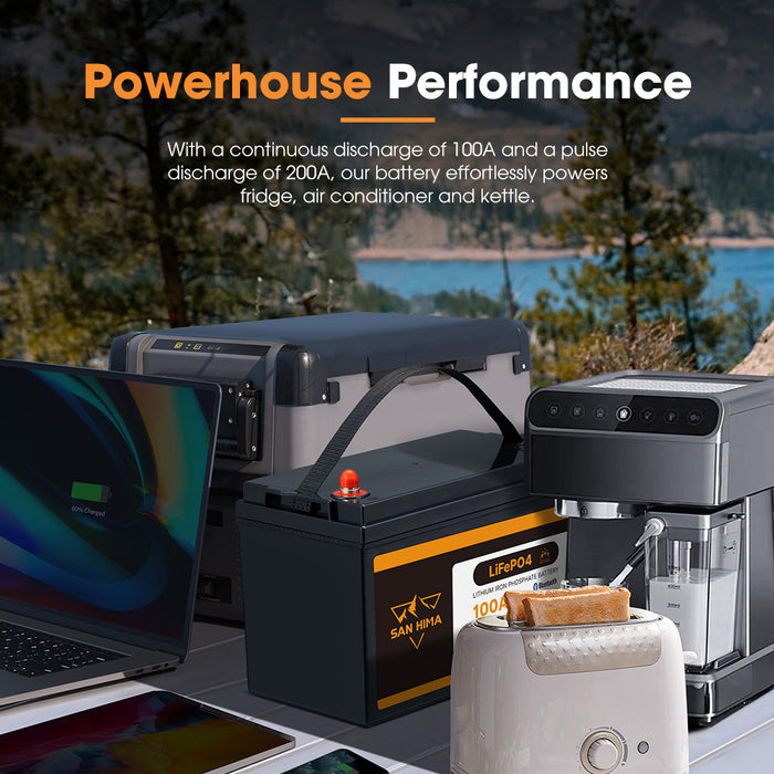 12V 100Ah Lithium Iron Phosphate Battery W / Bluetooth & Self-Heating