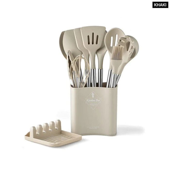 13 Piece Silicone Kitchen Utensil Set With Stainless Steel