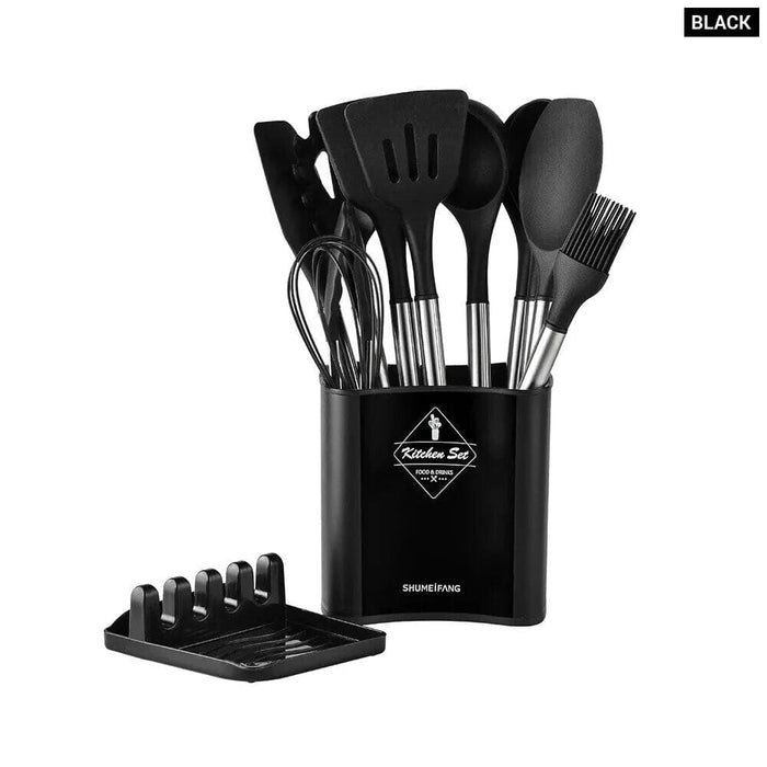 13 Piece Silicone Kitchen Utensil Set With Stainless Steel