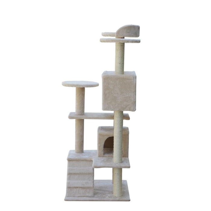 130 Cm Beige Cat Scratching Post Tree Scratcher Pole-beige