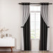 2x 132x213cm Blockout Sheer Curtains Black