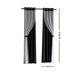 2x 132x274cm Blockout Sheer Curtains Black