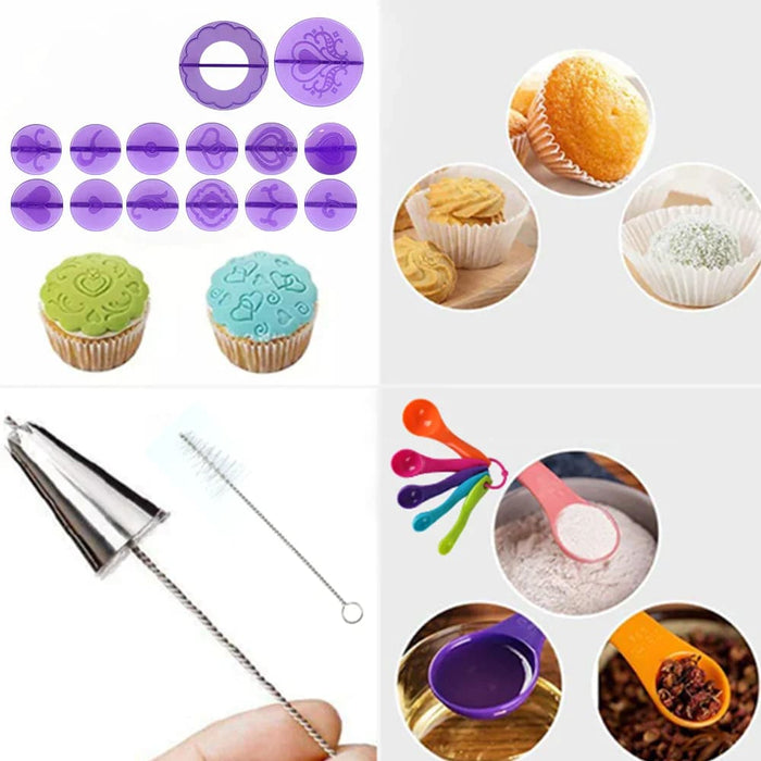 137 Pc Cake Decorating Kit Turntable Nozzles Bags Stand