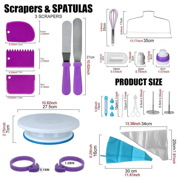 137 Pc Cake Decorating Kit Turntable Nozzles Bags Stand