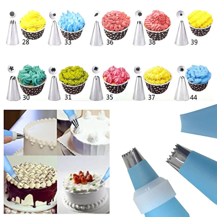 137 Pc Cake Decorating Kit Turntable Nozzles Bags Stand