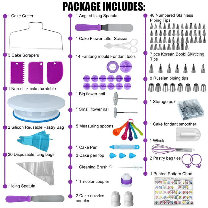 137 Pc Cake Decorating Kit Turntable Nozzles Bags Stand
