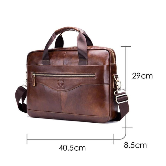 14 Inch Handheld Computer Briefcase Men Leather Messenger