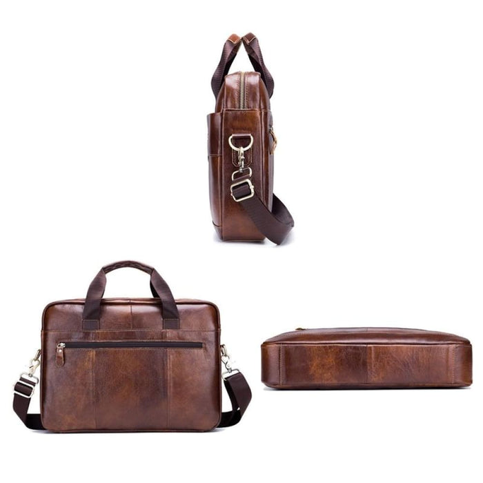 14 Inch Handheld Computer Briefcase Men Leather Messenger