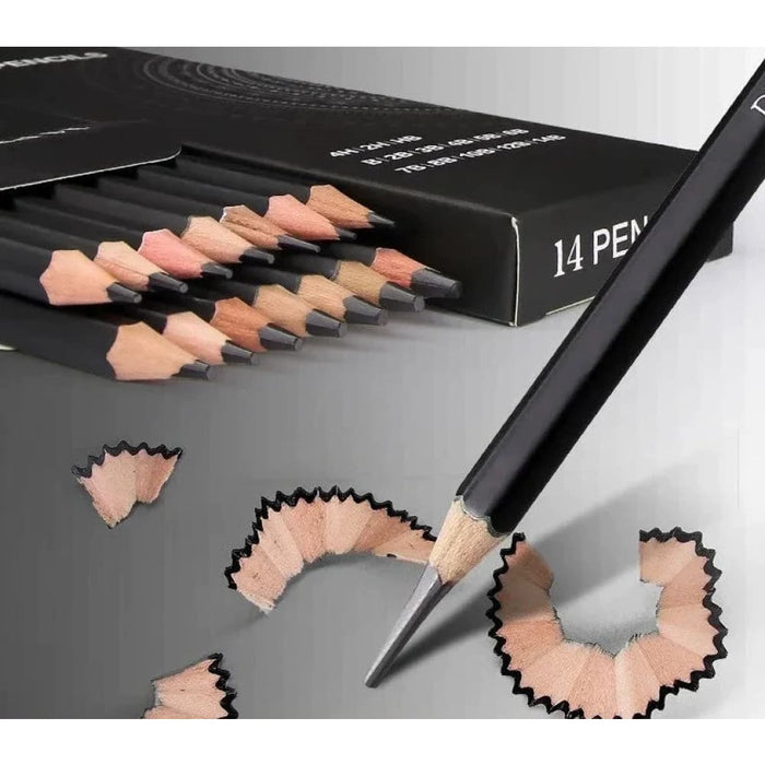 14 Piece Professional Sketch Pencil Set Graphite Art Hand