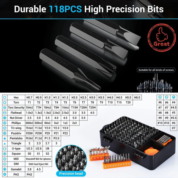 140 Piece Magnetic Screwdriver Set For Electronics Repair