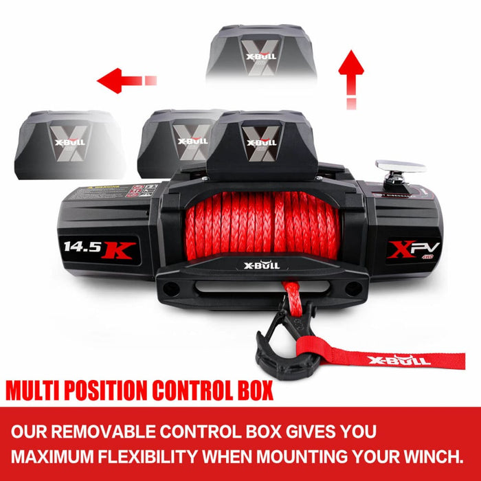 14500lbs Electric Winch 12v Synthetic Rope With 4pcs