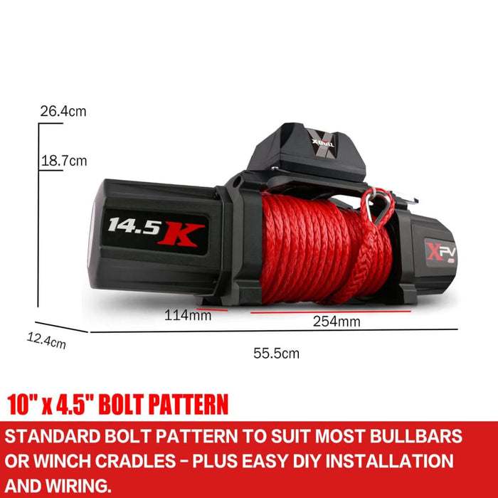 14500lbs Electric Winch 12v Synthetic Rope With 4pcs