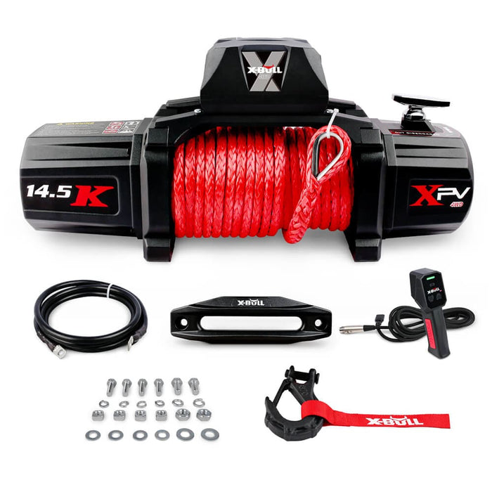 14500lbs Electric Winch 12v Synthetic Rope With Recovery