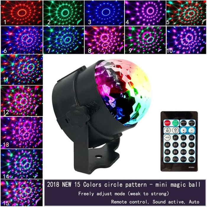 4w 15 Colours Sound Activated Crystal Magic Ball Rgb Led