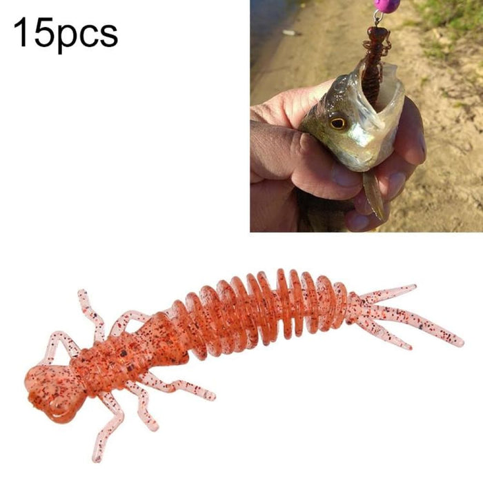 15 Piece 8 Colour Soft Silicone Larvae Bait 75mm Size