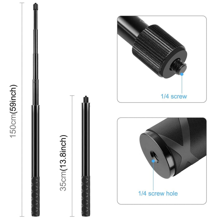 150cm Metal Selfie Stick Monopod for Insta360 one Rs X2 X3