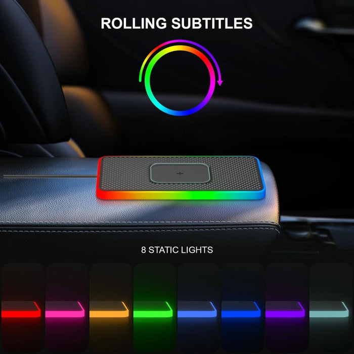 15w 2 In 1 Car Wireless Charger Colourful Light Non Slip Mat