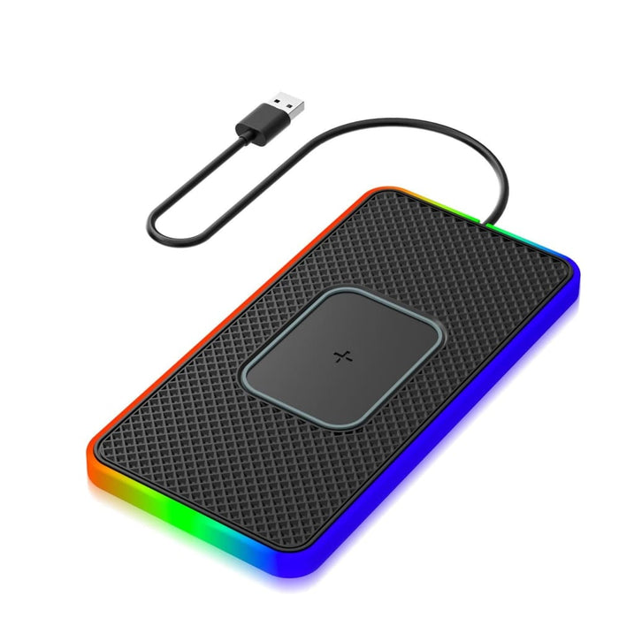 15w 2 In 1 Car Wireless Charger Colourful Light Non Slip Mat