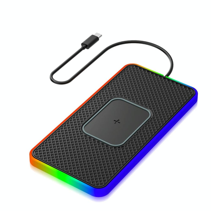 15w 2 In 1 Car Wireless Charger Colourful Light Non Slip Mat