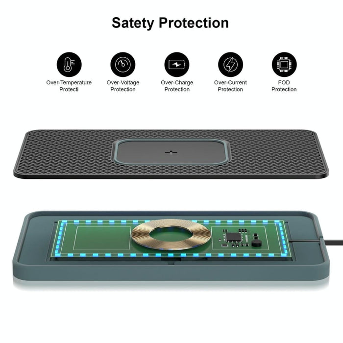 15w 2 In 1 Car Wireless Charger Colourful Light Non Slip Mat
