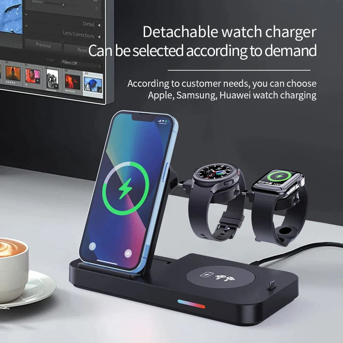 15w 3 in 1 Foldable Qi Fast Wireless Charging Station
