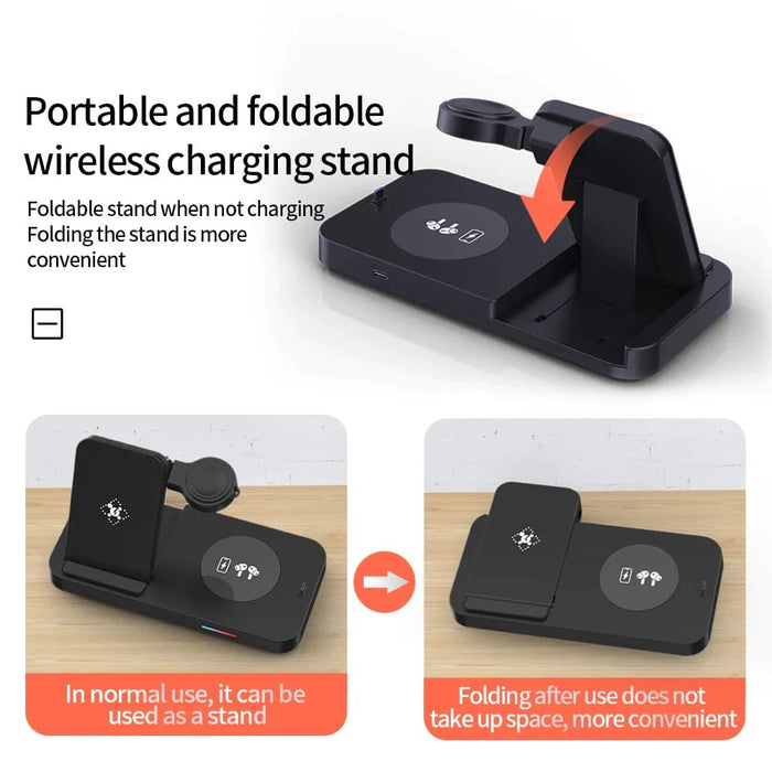 15w 3 in 1 Foldable Qi Fast Wireless Charging Station