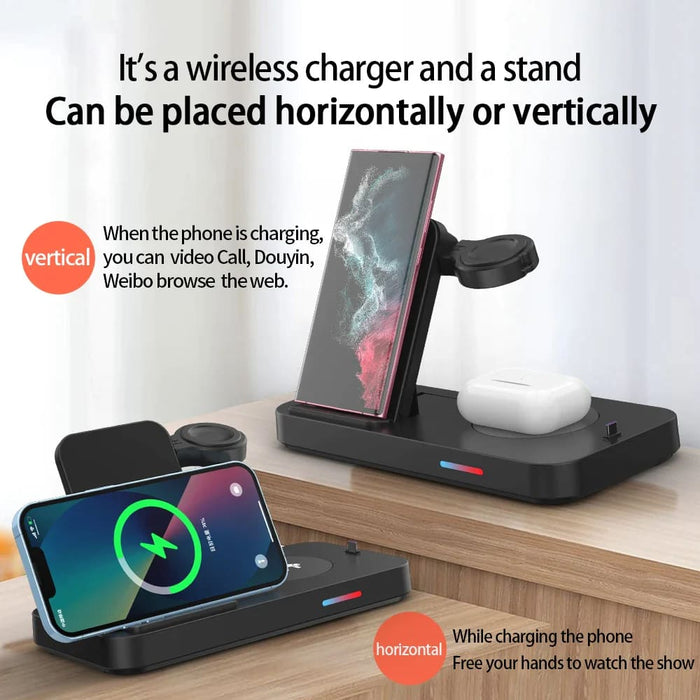 15w 3 in 1 Foldable Qi Fast Wireless Charging Station