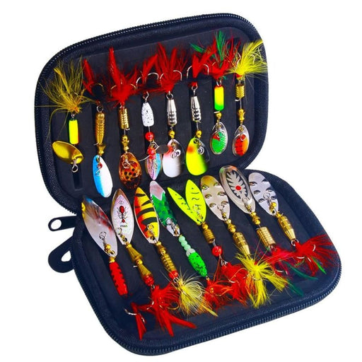 16 Piece Metal Sequin Fishing Lure Set With Spinning Dummy