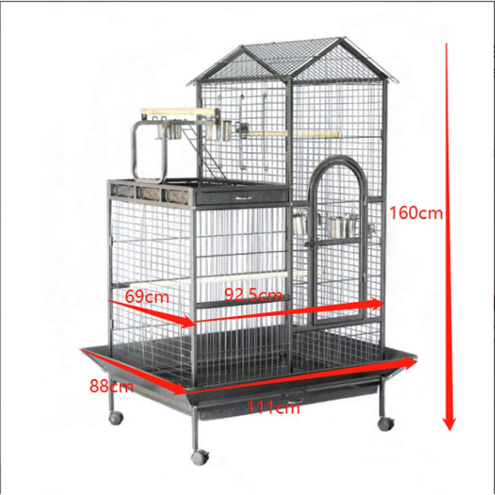 160cm Xl Bird Cage Pet Parrot Aviary Budgie Perch Castor