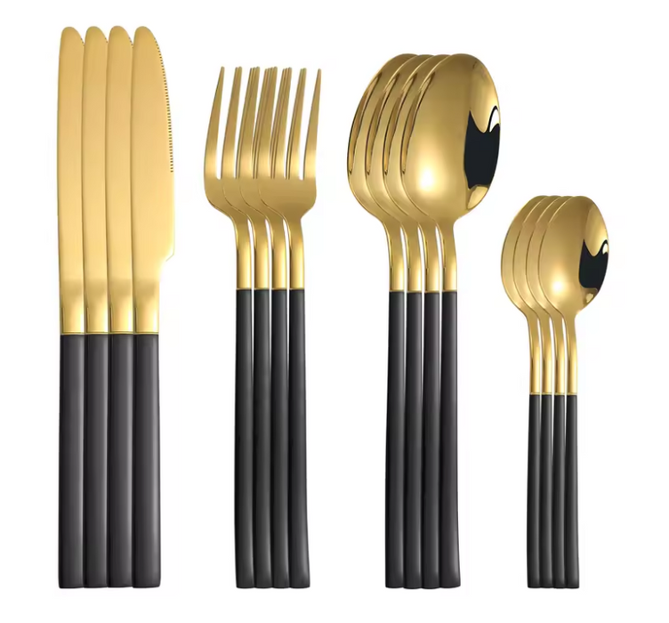4 / 6 / 16 / 24 Piece Gold Stainless Steel Cutlery Set For Family Hotel Restaurant