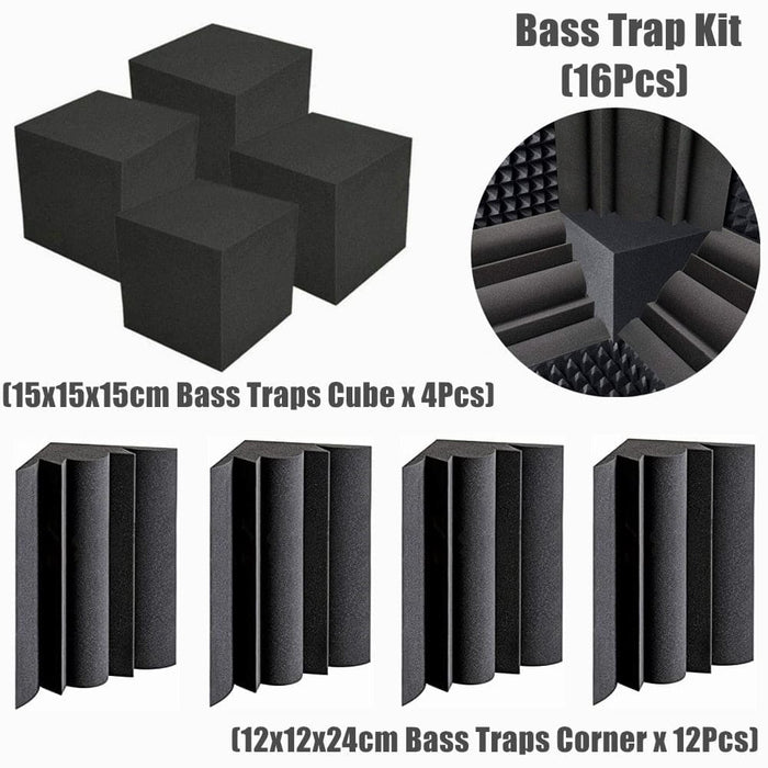 16pcs Pack Acoustic Soundproof Foam Panel with Tapes