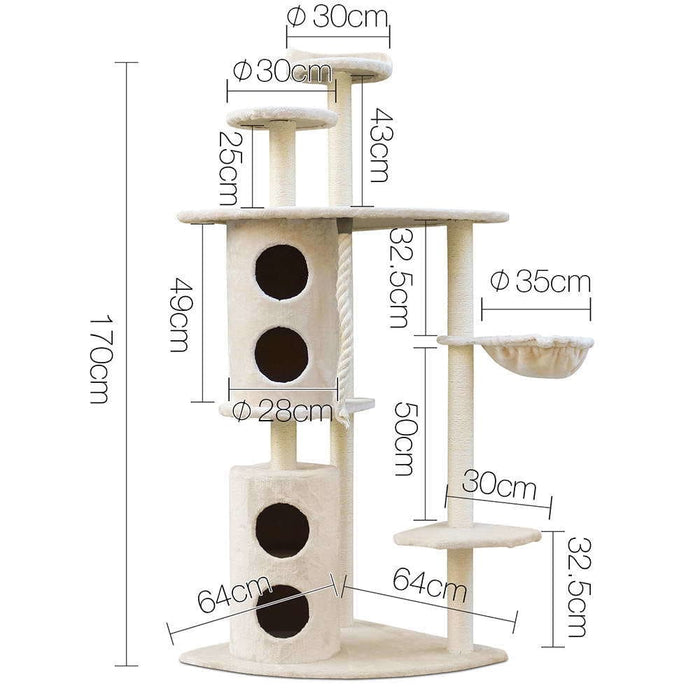 170cm Xl Multi Level Cat Scratching Post Tree House