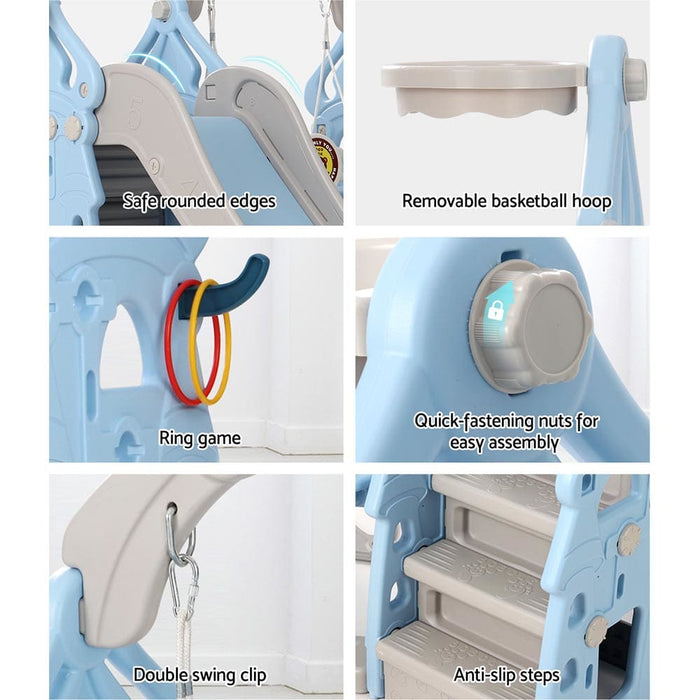 170cm Slide and Swing Set Playground Basketball Hoop Ring