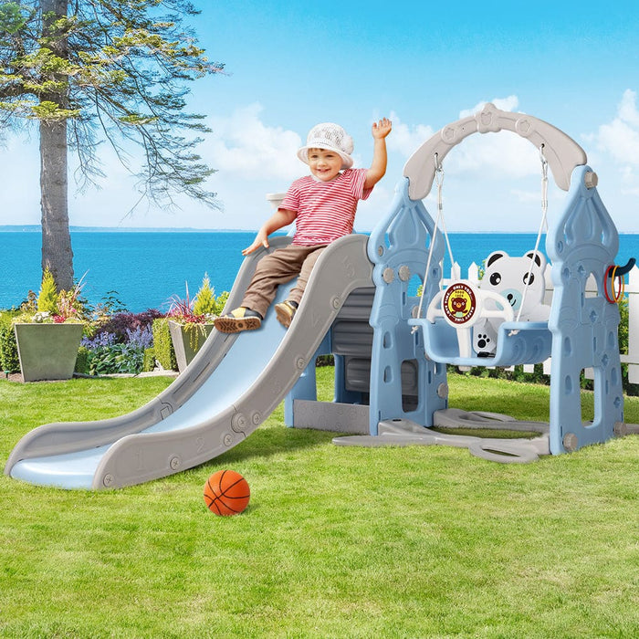 170cm Slide and Swing Set Playground Basketball Hoop Ring