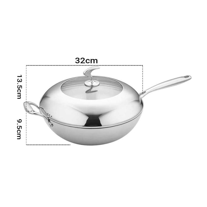 2x 18 10 Stainless Steel Fry Pan 32cm Frying Top Grade Non