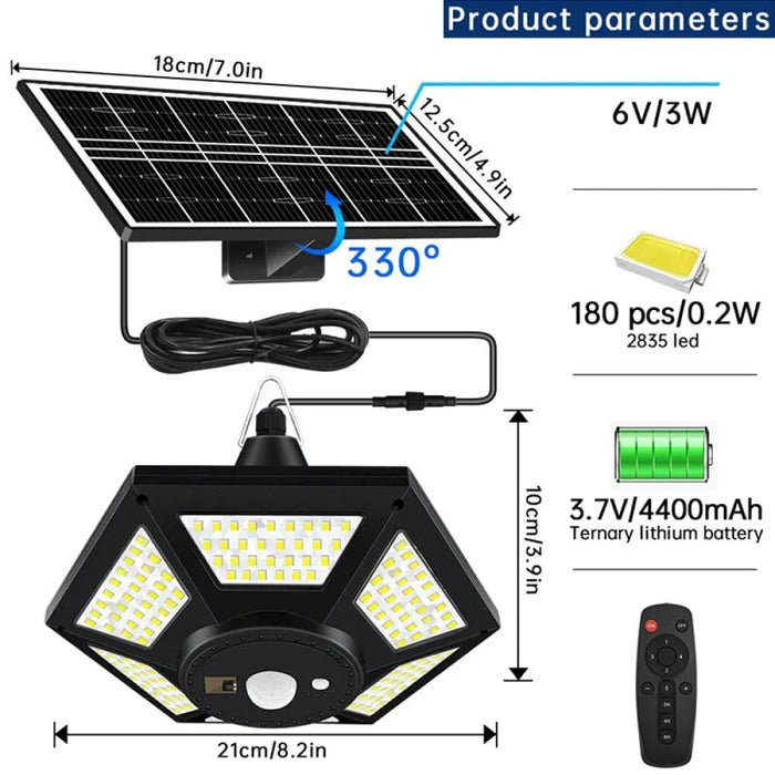 180 Led Solar Pendant Light for Shed Gazebo Garage