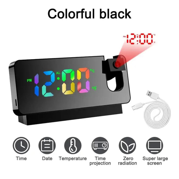 180 Rotating Projection Alarm Clock Led Screen Bedroom