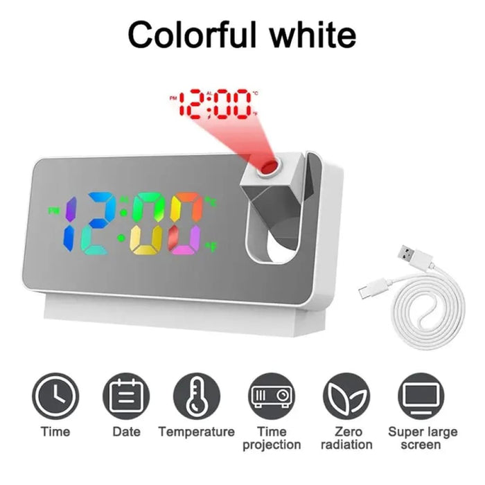 180 Rotating Projection Alarm Clock Led Screen Bedroom