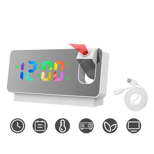 180 Rotating Projection Alarm Clock Led Screen Bedroom