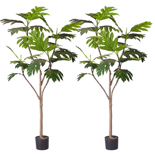 2x 180cm Artificial Natural Green Split-leaf Philodendron