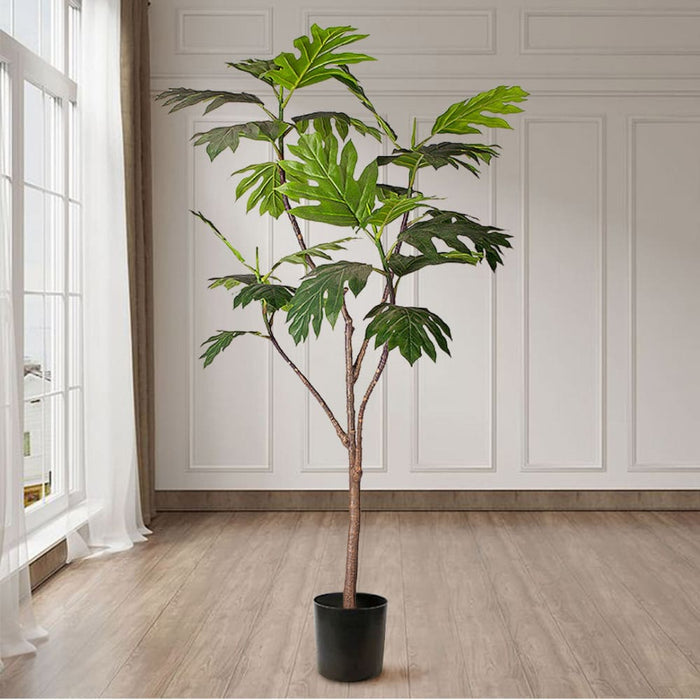 4x 180cm Artificial Natural Green Split-leaf Philodendron