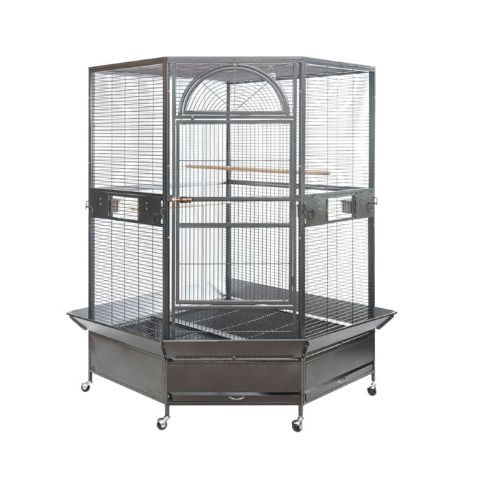 185cm Xxl Corner Bird Cage Pet Parrot Aviary Perch Castor