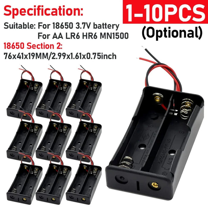 18650 Battery Holder with Wire Lead and Storage Box