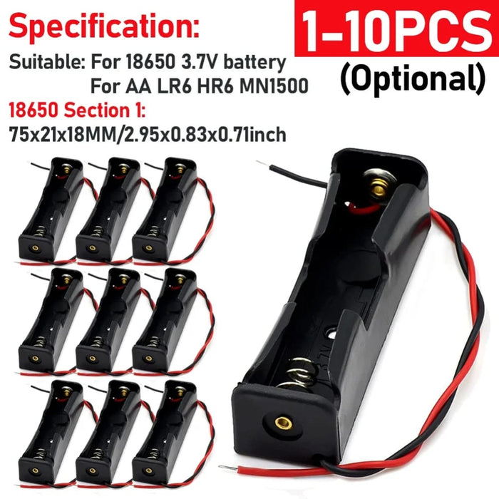 18650 Battery Holder with Wire Lead and Storage Box