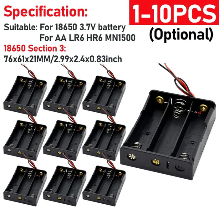 18650 Battery Holder with Wire Lead and Storage Box