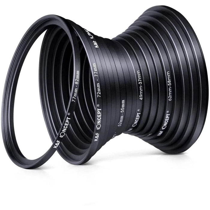 18pcs Camera Lens Filter Step Up Down Adapter Ring Set 37