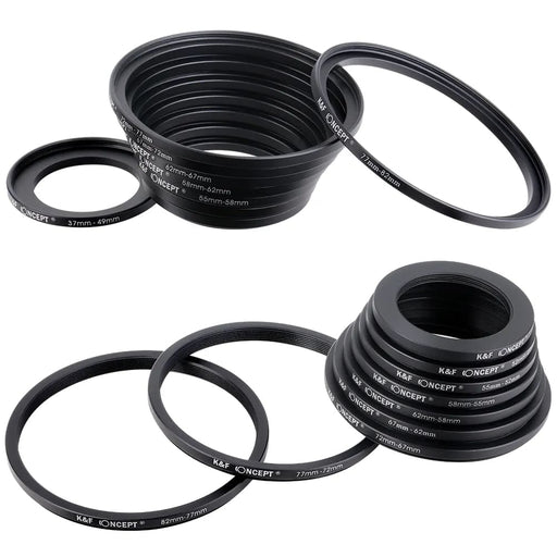 18pcs Camera Lens Filter Step Up Down Adapter Ring Set 37