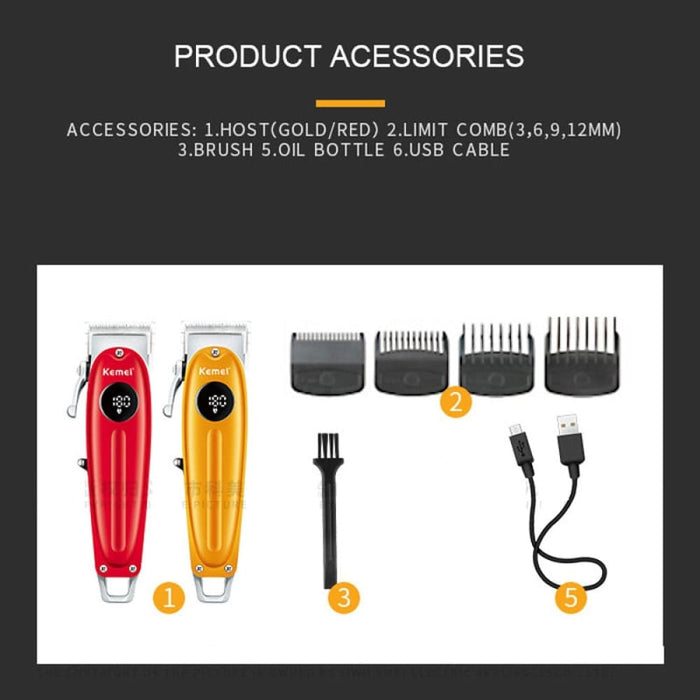 Km-1955 Metal Body Professional Lcd Hair Trimmer for Men